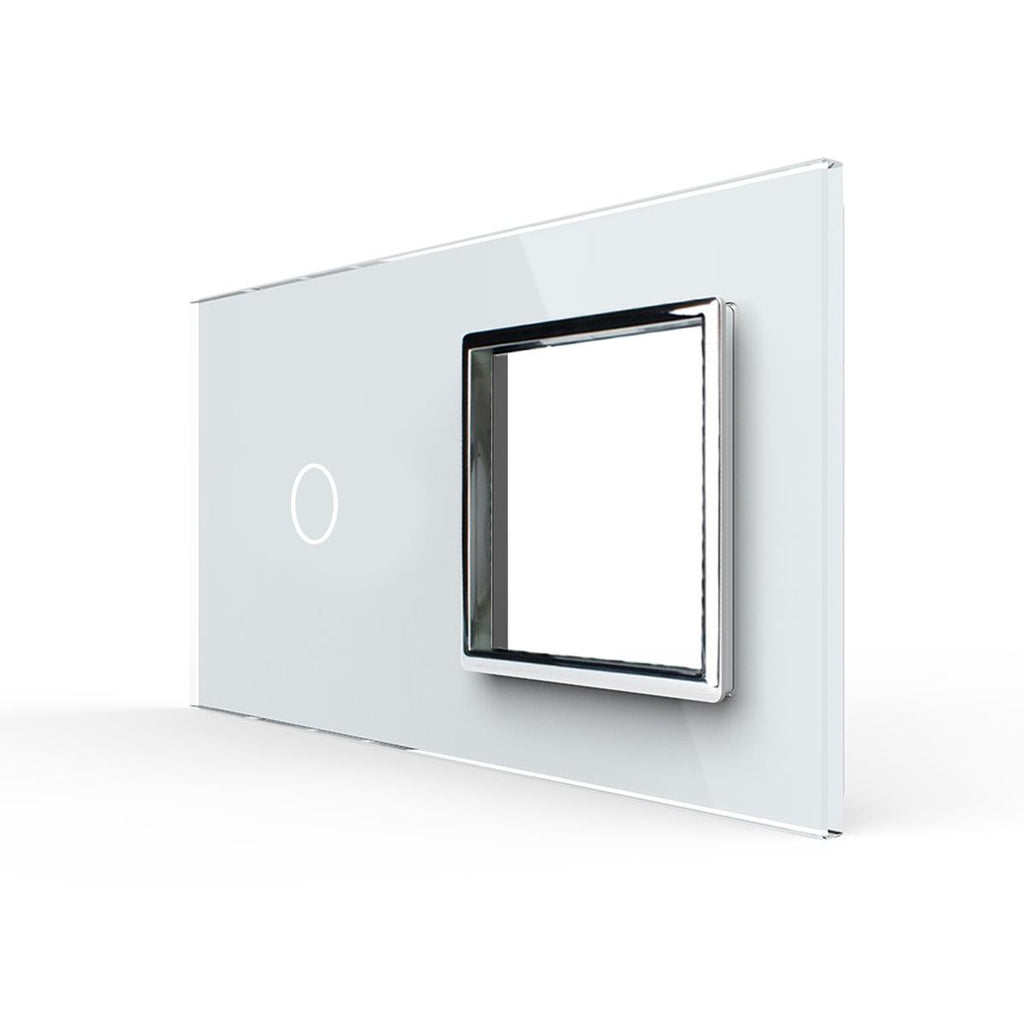 LIVOLO - Plaque 1 Bouton + 1 Prise en Verre Trempé pour Interrupteur Tactile Simple (Réf. C7-C1/SR-11)