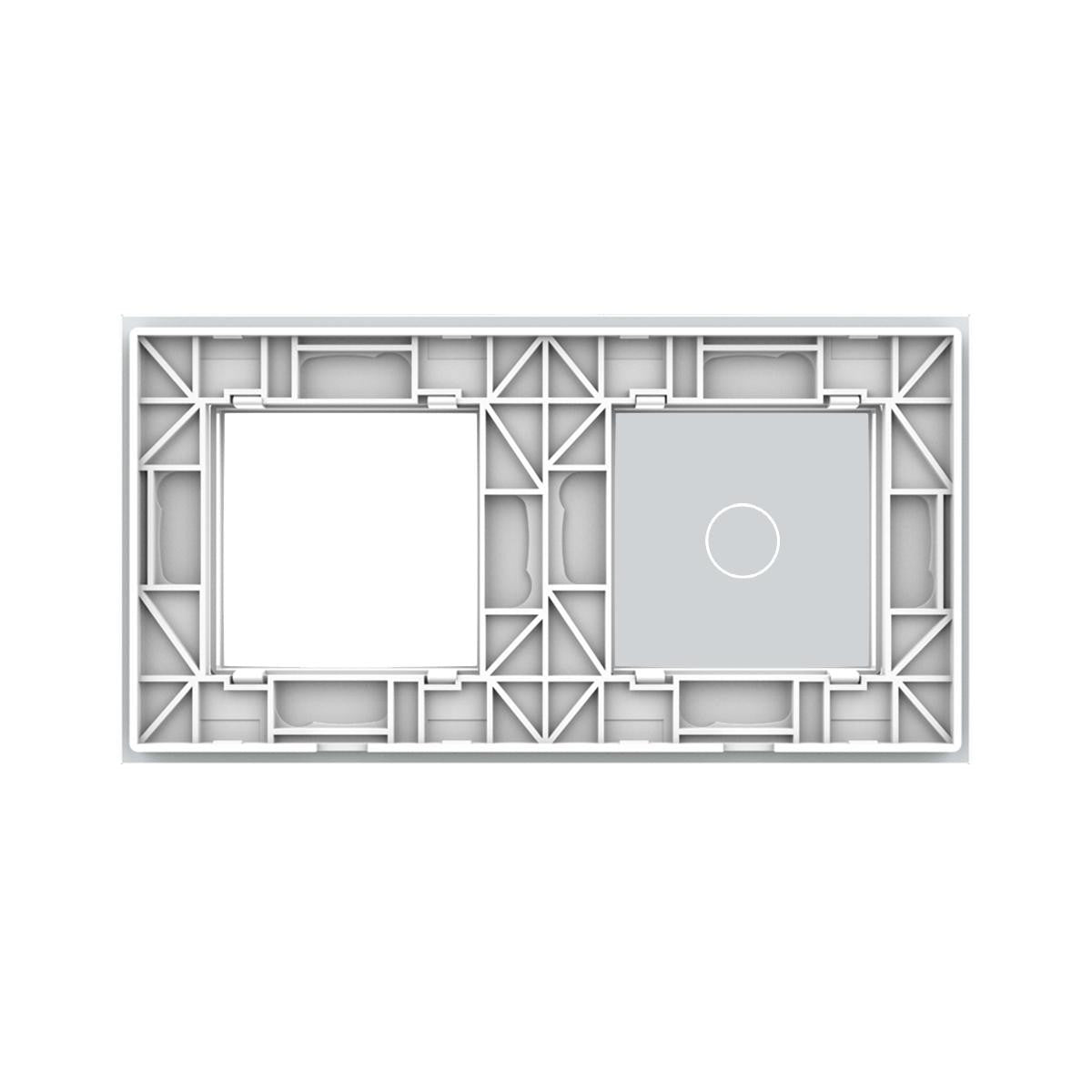 LIVOLO - Plaque 1 Bouton + 1 Prise en Verre Trempé pour Interrupteur Tactile Simple (Réf. C7-C1/SR-11)