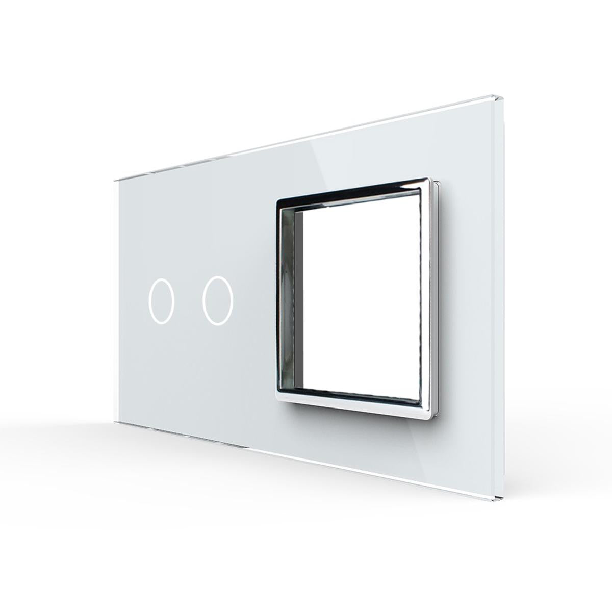 Plaque 2 Boutons et 1 Prise Livolo – Finition Blanc C7-C2/SR-11