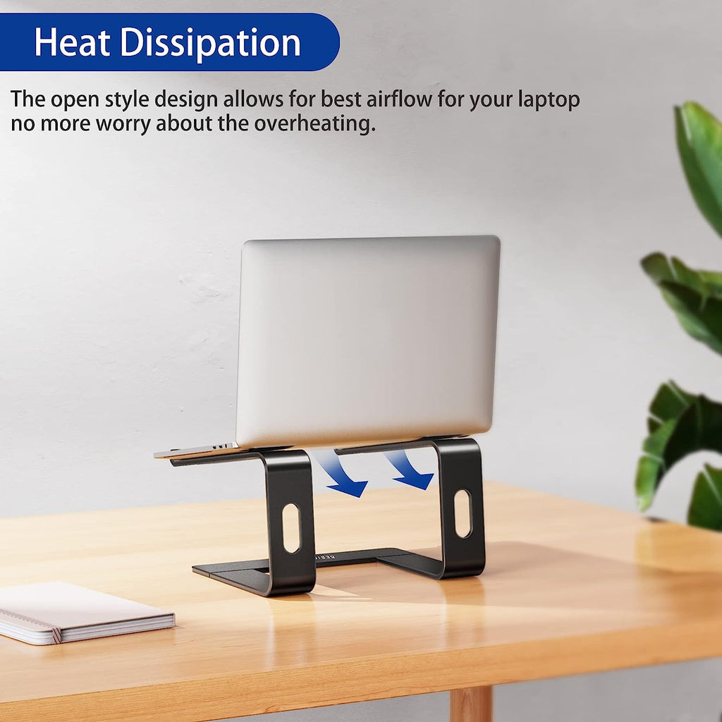 Plugin Support Portable pour Ordinateur Portable en Aluminium – Ventilé & Pliable (10"–15,8") • Noir