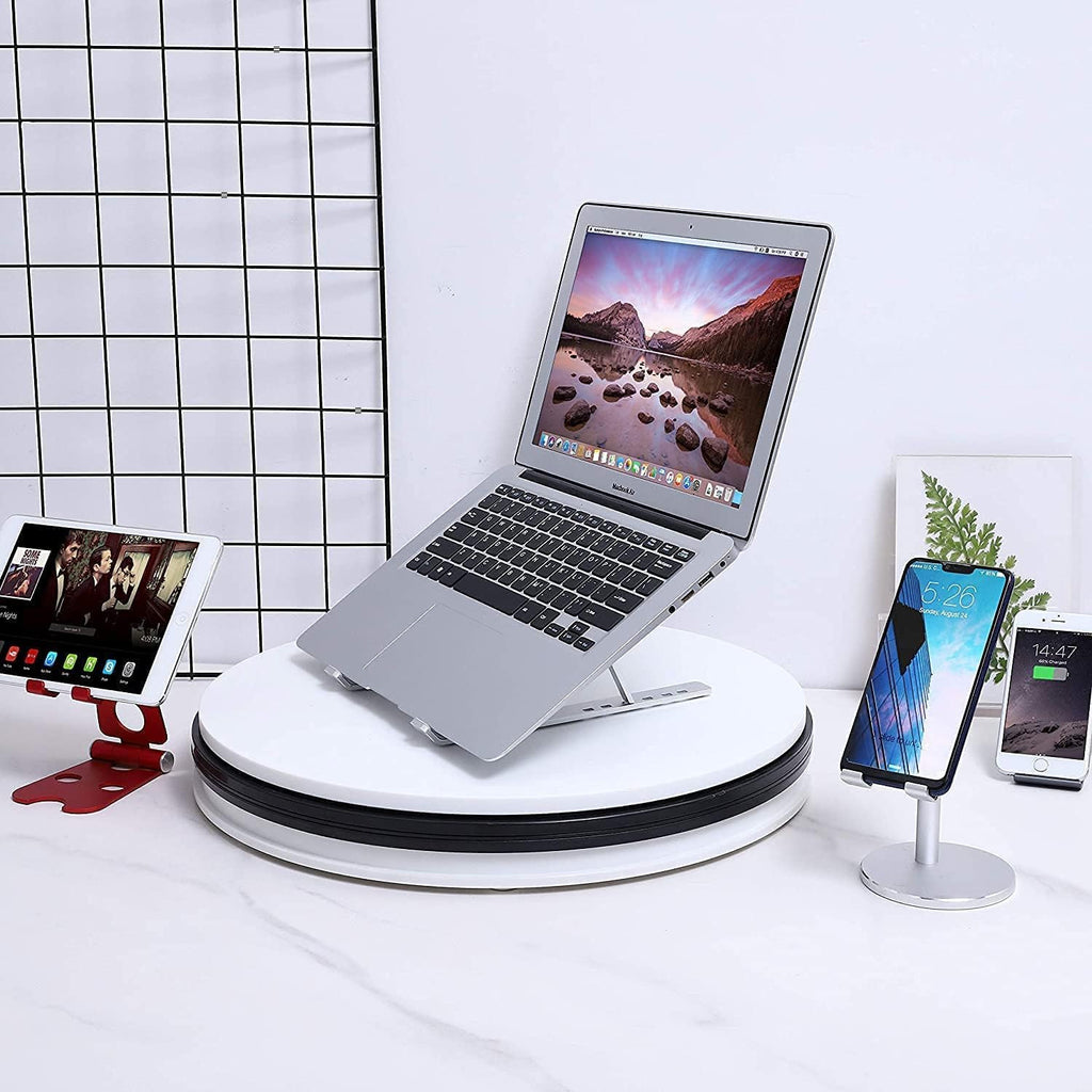 Support Portable Pliant pour Ordinateur Portable – 10″–17″ • Aluminium Argenté